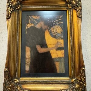 Ornate Gold Baroque-Style Picture Frame with Vintage Artwork 9x7.5